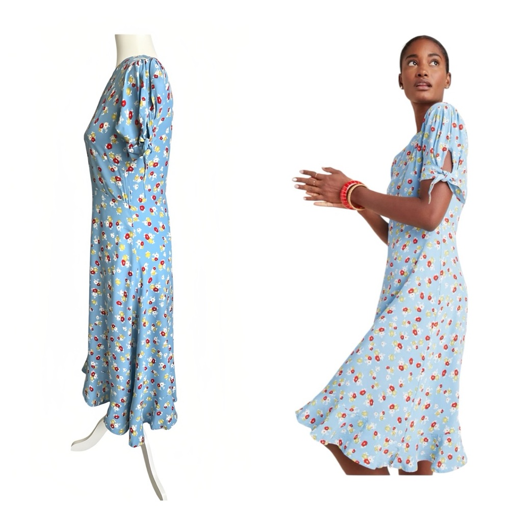 Faithfull The Brand Erin Midi Dress – Blue Ditsy Floral – Size 2 (XS) - Picture 2 of 8